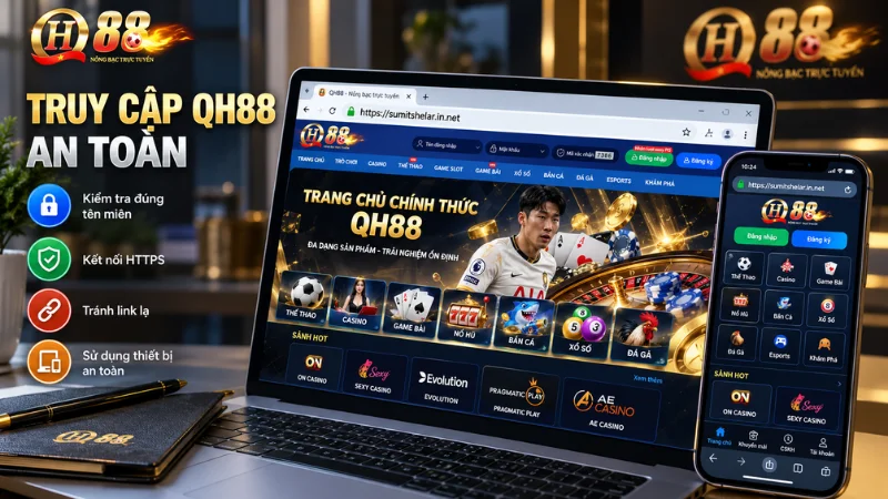 Kiểm tra link truy cập QH88 qua HTTPS trên desktop và mobile