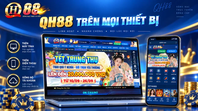 Giao diện QH88 trên điện thoại và máy tính